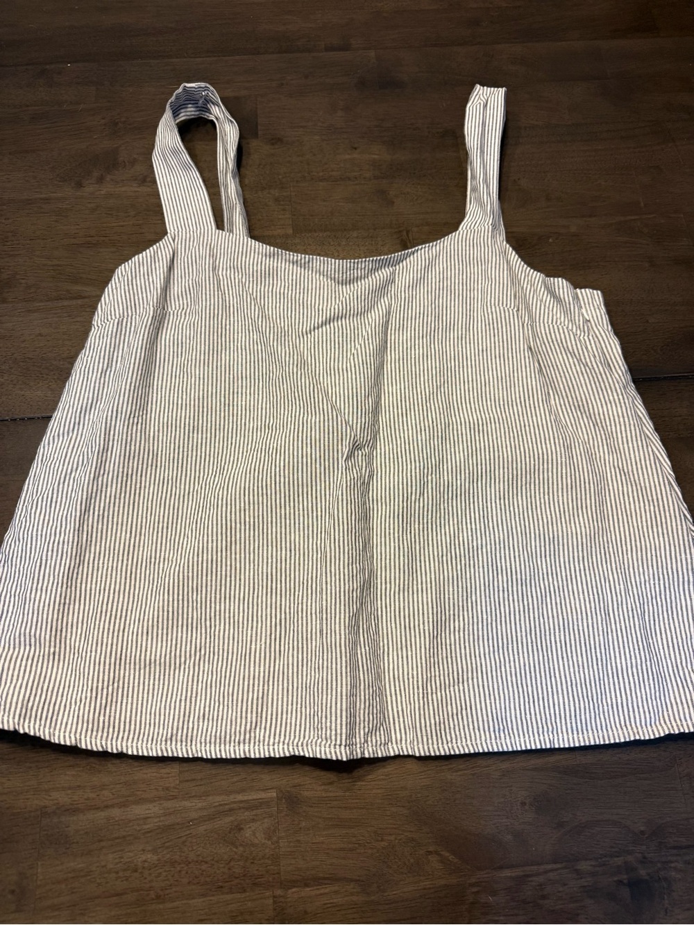 J. Crew White and Gray Pinstripe Tank Top